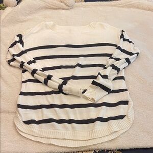 Striped Cream and Black Sweater